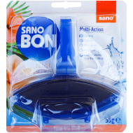 Odorizant solid pentru toaletă Sano Bon Blue Peach Multi-Action, 5 în 1, 55 g 